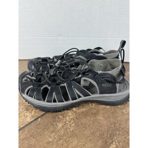 Keen Hiking Sandals Womens 6.5 Whisper Black Gray Closed Toe Hiking Cinch